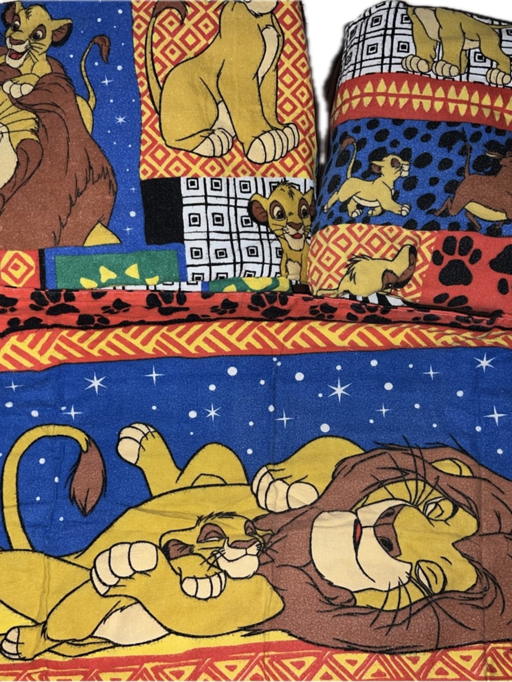 RARE 90's Vintage [Twin] Lion King Patchwork Full 3-Piece Bed Set